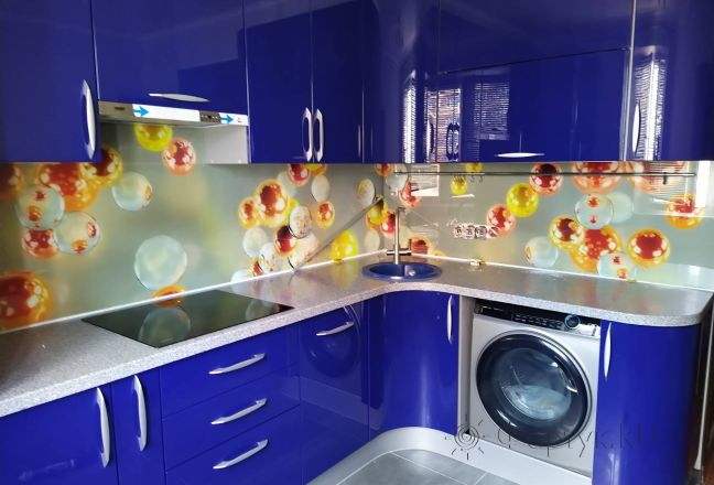 Стеклянная фото панель: 3d абстракция, заказ #ИНУТ-6195, Синяя кухня. Изображение 110408