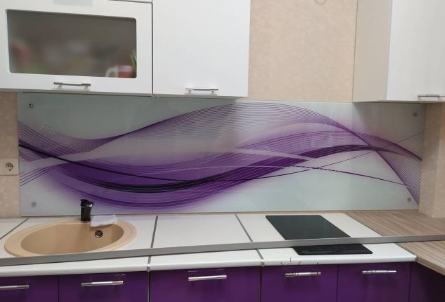 Фартук фото: абстрактная волна, заказ #ИНУТ-4421, Фиолетовая кухня. Изображение 110428