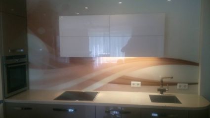 Фартук с фотопечатью фото: абстрактные коричневые волны., заказ #S-1277, Коричневая кухня.