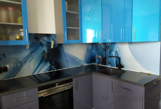 Стеклянная фото панель: абстрактный узор, заказ #ИНУТ-3992, Синяя кухня. Изображение 186734