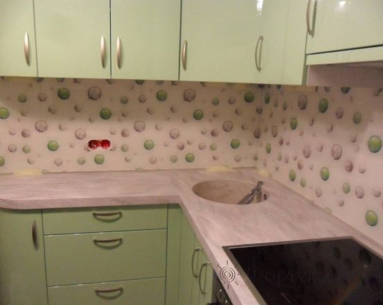 Скинали для кухни фото: абстракция на светлом фоне., заказ #S-866, Зеленая кухня.
