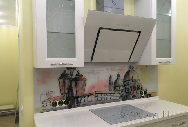 Фартук для кухни фото: акварельный рисунок, заказ #КРУТ-1135, Белая кухня. Изображение 110884