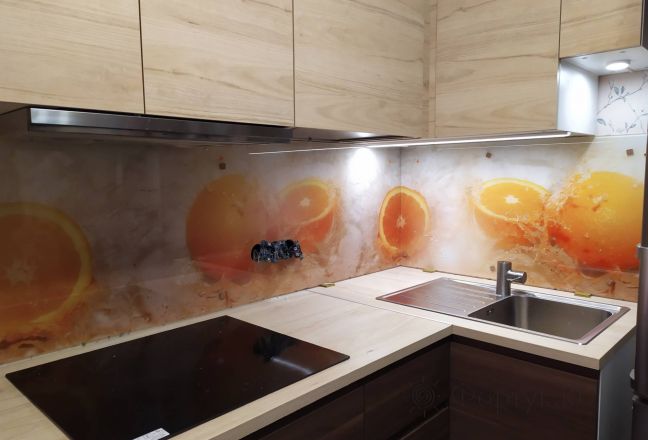 Фартук с фотопечатью фото: апельсины в воде, заказ #ИНУТ-4446, Коричневая кухня. Изображение 112086