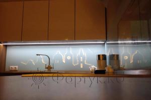 Фартук с фотопечатью фото: архитектура на белом фоне., заказ #S-1084, Коричневая кухня.