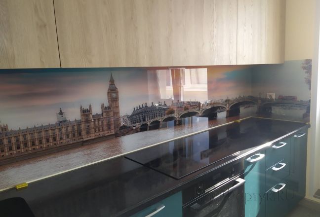Стеклянная фото панель: биг-бен, лондон, заказ #ИНУТ-8794, Синяя кухня. Изображение 110836