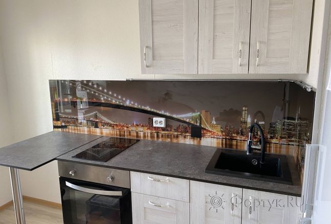 Стеновая панель фото: бруклин, заказ #КРУТ-3453, Серая кухня.