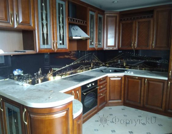 Фартук с фотопечатью фото: бруклинский мост, заказ #ИНУТ-3968, Коричневая кухня.