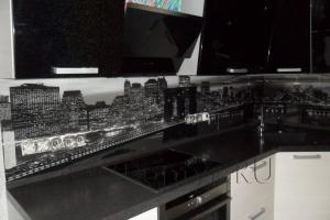 Скинали фото: черно-белый бруклинский мост, заказ #SN-38, Черная кухня.