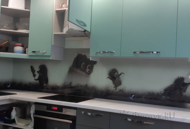 Стеновая панель фото: ежик в тумане, заказ #КРУТ-3589, Серая кухня.