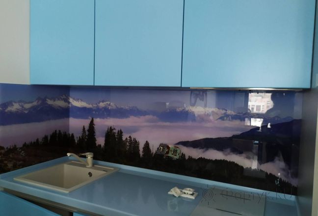 Стеклянная фото панель: горный пейзаж, заказ #ИНУТ-4904, Синяя кухня. Изображение 203600