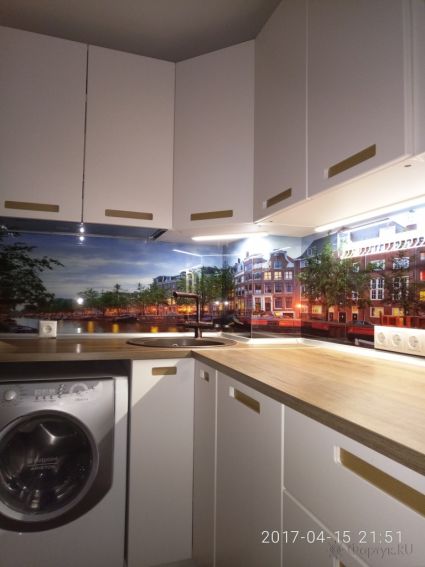 Фартук для кухни фото: городской канал, амстердам, заказ #УТ-2274, Белая кухня.