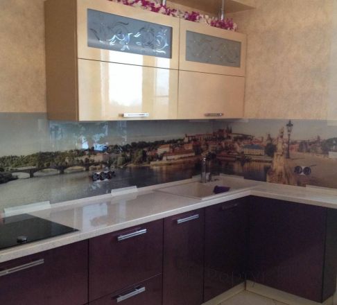 Фартук с фотопечатью фото: городской пейзаж , заказ #S-843, Коричневая кухня.