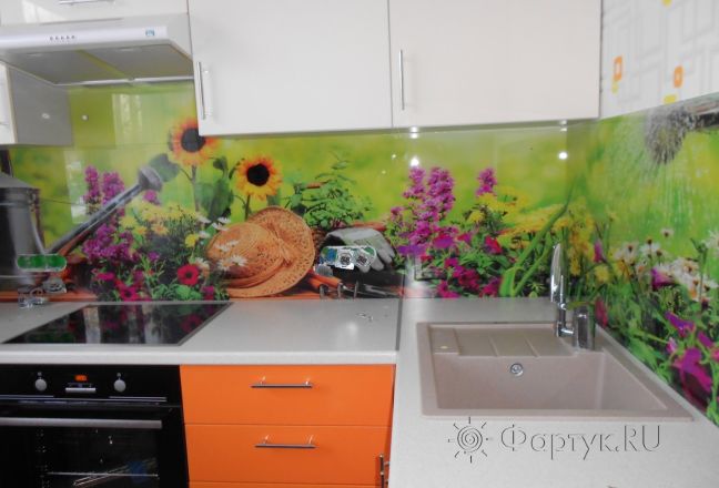 Фартук стекло фото: коллаж садоводов, заказ #УТ-1664, Оранжевая кухня. Изображение 112066