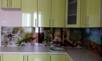 Скинали для кухни фото: красивый вид, заказ #ГМУТ-674, Зеленая кухня.