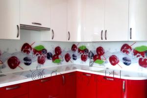 Скинали фото: крупная вишня, заказ #УТ-1193, Красная кухня.