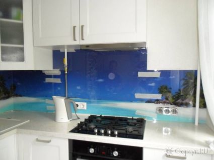 Фартук для кухни фото: кусочек моря, заказ #SN-121, Белая кухня.
