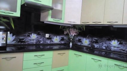 Скинали для кухни фото: кувшинки, заказ #РРУТ-7, Зеленая кухня.