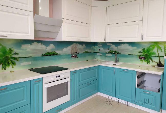 Стеклянная фото панель: морской пейзаж, заказ #ИНУТ-4321, Синяя кухня. Изображение 208580