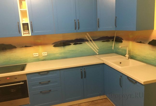 Стеклянная фото панель: морской пейзаж, заказ #КРУТ-1761, Синяя кухня. Изображение 111556