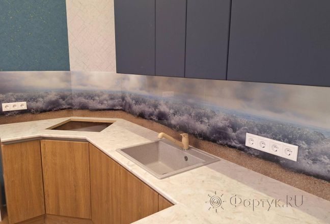 Стеновая панель фото: морской прибой, заказ #ГОУТ-243, Серая кухня. Изображение 111476