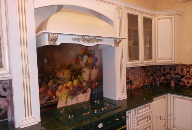 Фартук для кухни фото: мозаика в стиле барокко., заказ #УТ-1150, Белая кухня. Изображение 180818