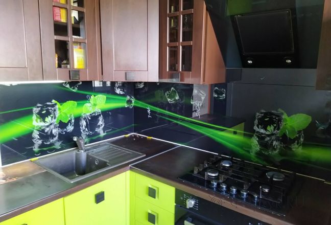 Скинали для кухни фото: мята и лед, заказ #ИНУТ-6015, Зеленая кухня. Изображение 300592