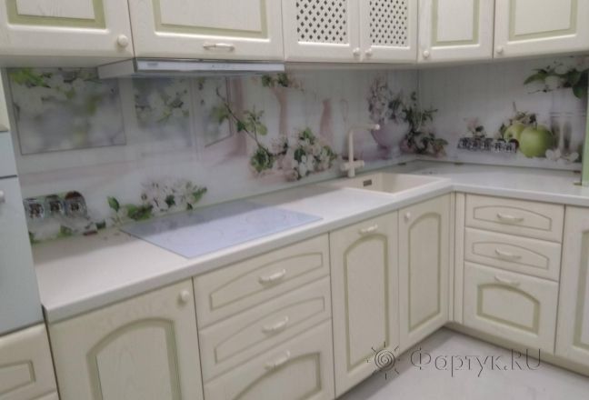 Фартук для кухни фото: нежный цветочный коллаж, заказ #ИНУТ-4920, Белая кухня. Изображение 204774