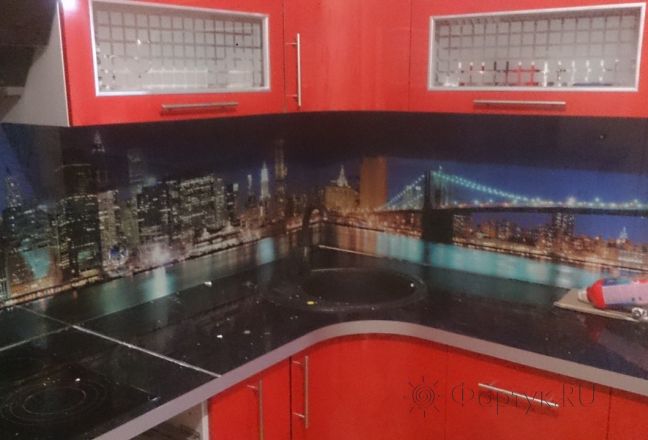 Скинали фото: нью-йорк, заказ #УТ-1105, Красная кухня. Изображение 110846