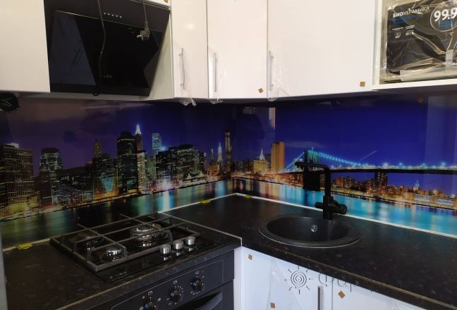 Фартук для кухни фото: нью-йорк, бруклинский мост, заказ #ИНУТ-8267, Белая кухня. Изображение 110846