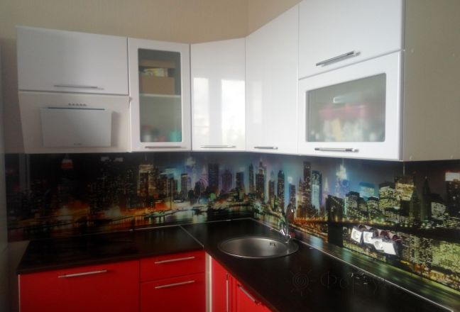 Скинали фото: нью-йорк панорама, заказ #ГМУТ-251, Красная кухня. Изображение 111016