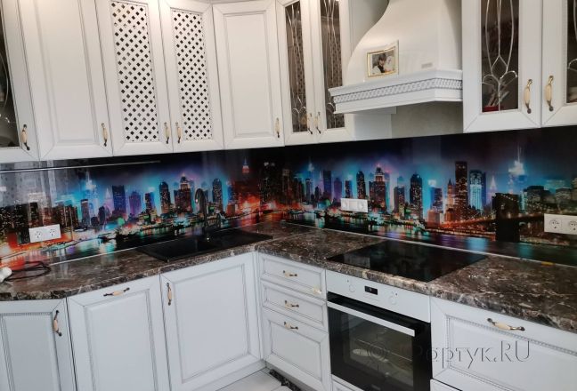 Фартук для кухни фото: нью-йорк панорама, заказ #ИНУТ-10072, Белая кухня. Изображение 111016