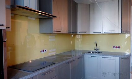 Стеновая панель фото: однотонный цвет, заказ #ГМУТ-062, Серая кухня.