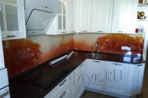 Фартук для кухни фото: оранжевый закат, заказ #ГМУТ-604, Белая кухня.