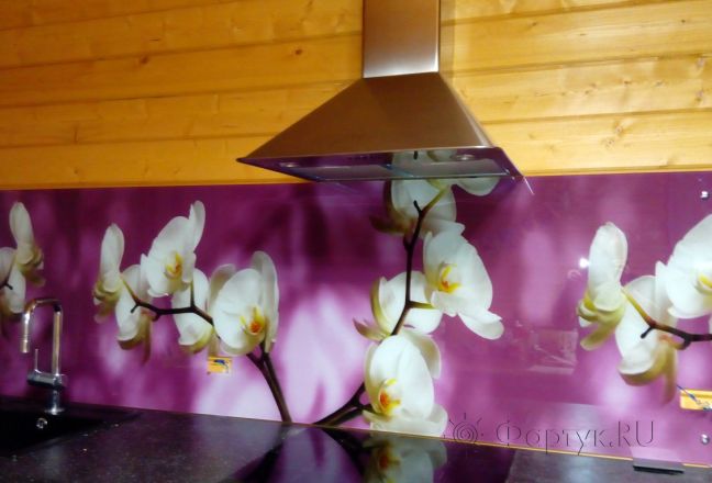 Фартук с фотопечатью фото: орхидеи, заказ #УТ-1665, Коричневая кухня. Изображение 111304