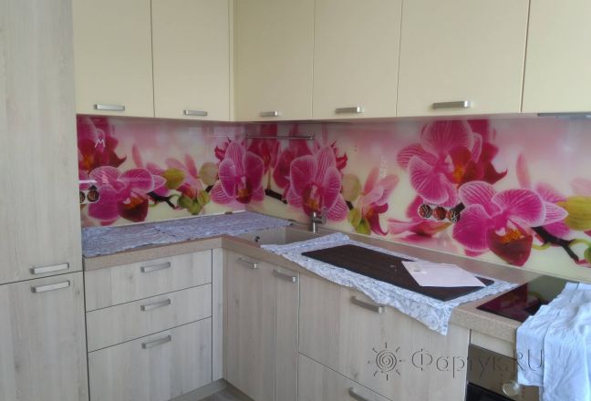 Фартук с фотопечатью фото: орхидеи, заказ #ИНУТ-4250, Коричневая кухня. Изображение 186470