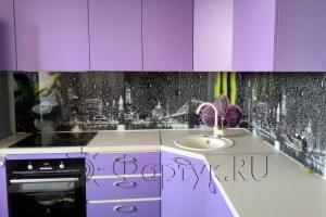 Фартук фото: орхидея и бруклин, заказ #ИНУТ-3058, Фиолетовая кухня.