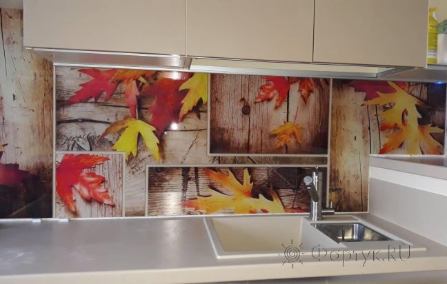 Фартук с фотопечатью фото: осенние листья, заказ #ИНУТ-2720, Коричневая кухня.