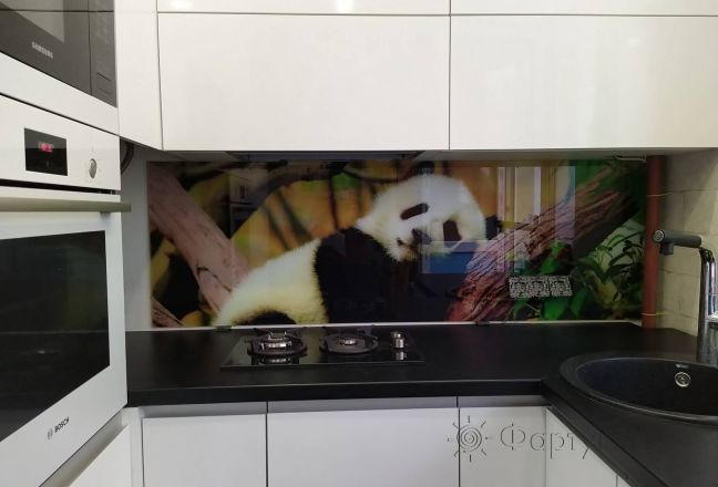 Фартук для кухни фото: панда, заказ #ИНУТ-5711, Белая кухня. Изображение 85192