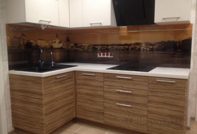 Фартук с фотопечатью фото: панорама праги в коричневых тонах, заказ #УТ-1493, Коричневая кухня. Изображение 181884