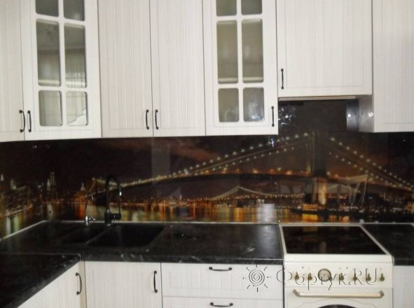 Фартук для кухни фото: панорама с видом на мост., заказ #S-1371, Белая кухня.