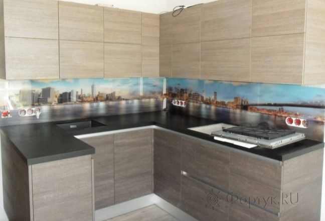 Стеновая панель фото: панорамный вид нью-йорка, заказ #SN-280, Серая кухня. Изображение 110846