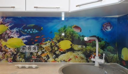 Фартук с фотопечатью фото: подводный мир, заказ #ИНУТ-2578, Коричневая кухня.