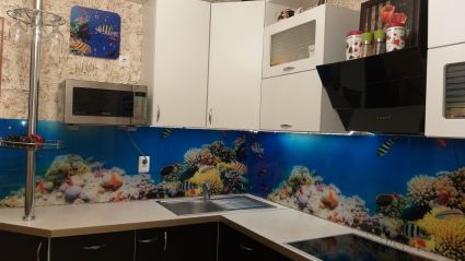 Фартук с фотопечатью фото: подводный мир, заказ #ИНУТ-5034, Коричневая кухня.