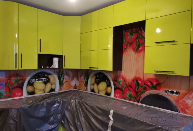 Скинали для кухни фото: помидорки-черри и оливки, заказ #ИНУТ-14501, Зеленая кухня. Изображение 265948