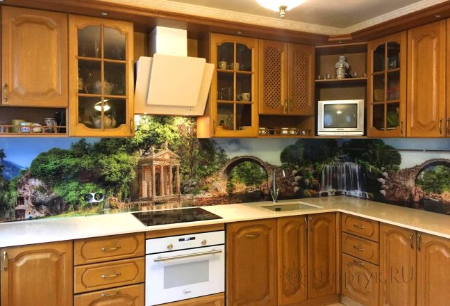 Фартук с фотопечатью фото: природный пейзаж, заказ #КРУТ-1377, Коричневая кухня.