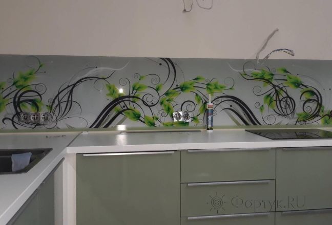 Стеновая панель фото: растительные узоры, заказ #ИНУТ-2490, Серая кухня. Изображение 208352