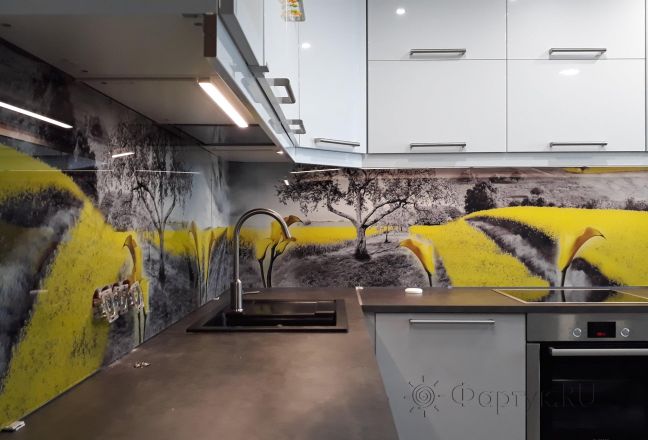 Стеновая панель фото: серо-желтая природа, заказ #ИНУТ-1404, Серая кухня. Изображение 205820
