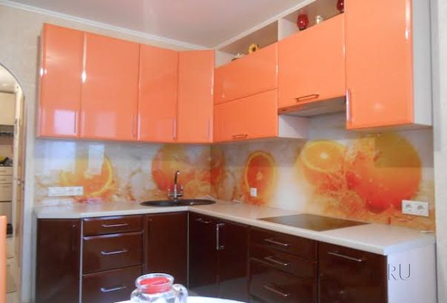 Фартук стекло фото: сочные апельсины на белом фоне., заказ #SK-1028, Оранжевая кухня. Изображение 112086