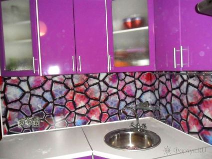Фартук фото: текстура фиолетовых и лиловых камней, заказ #SN-126, Фиолетовая кухня.