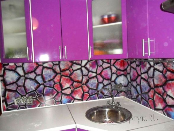Фартук фото: текстура фиолетовых и лиловых камней, заказ #SN-126, Фиолетовая кухня.